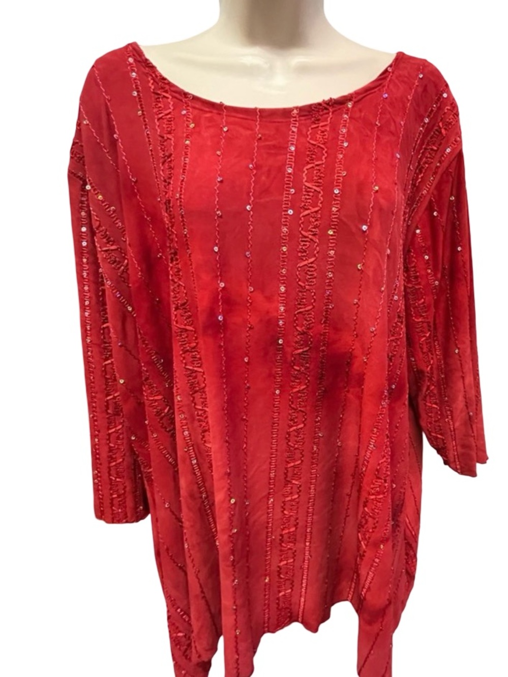 1575/ Shannon Ford Red Sequin Top Size 3x